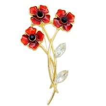 Strass-Kristall-Diamant-Mohn-Blumen-Brosche, Anstecknadel für den Remembrance Day in Großbritannien, Weihnachtsgeschenk
