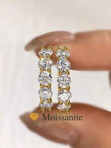1 par de pendientes de moissanita de alta gama de 0,3 quilates, elegantes pendientes de compromiso y boda para mujer de plata de ley 925, joyas de lujo elegantes para novia y boda - Pendientes de moissanita - Ver 1
