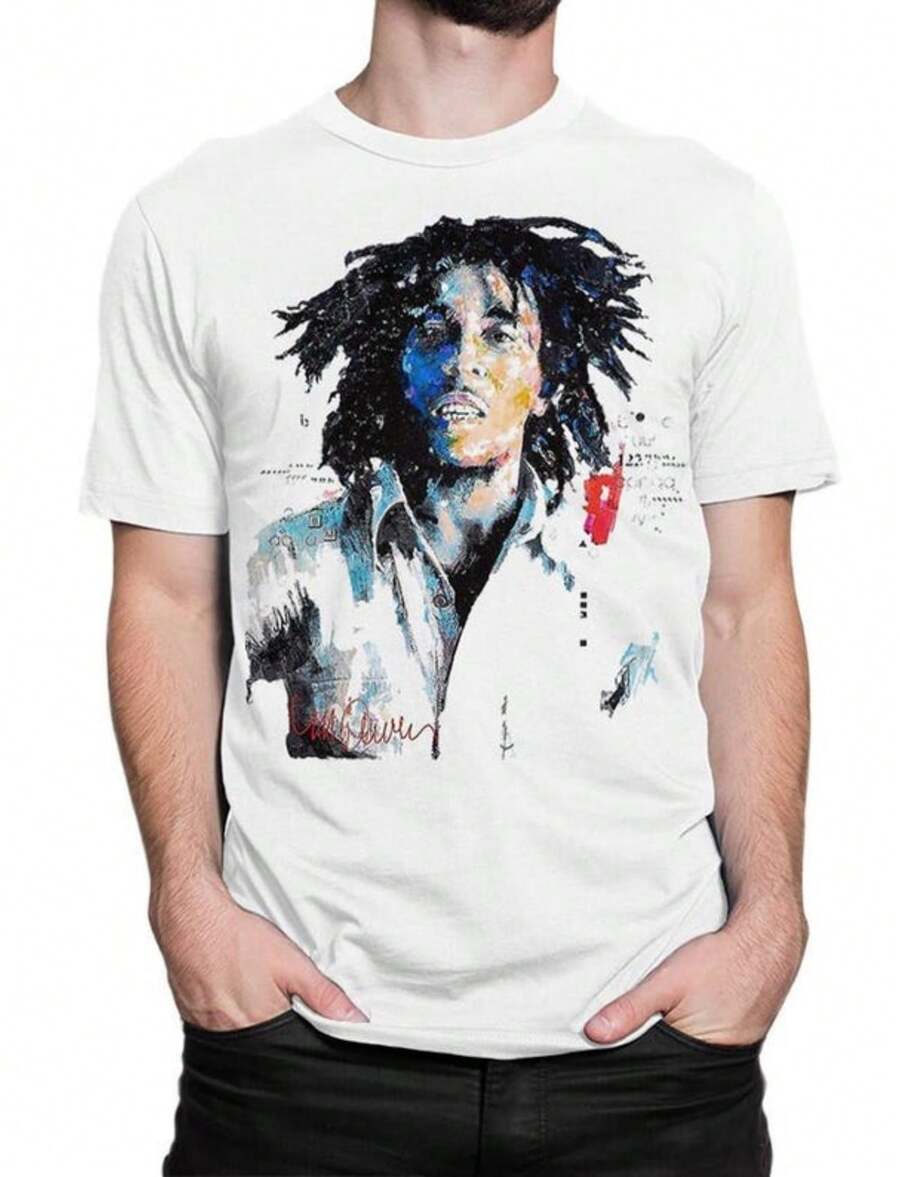 Bob Marley T-Shirt, 's 's Sizes (BOB-08100).Jpg - trắng - Xem 1