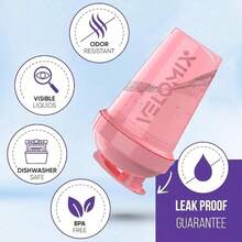 2 Pack 20oz Shaker Bottles With Stainless Steel Balls Leakproof Odor Resistant For Protein Smoothies Gym Travel Halloween Fitness Gift - Pink / Black - View 2