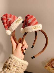 1pc Women's Christmas Cute Snowflake Red Plush Headband, Fashionable Versatile High-End Elegant Non-Slip Hair Band, Suitable For Daily, Casual, Party, Commuting, Holidays, Buns, Ponytails, Face Washing, Makeup, Hair Accessories ,Beauty ,Hair Hair Hoop ,Hairband For Women