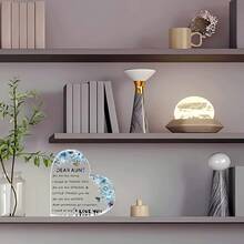 1 szt. akrylowa tabliczka na biurko w kształcie serca "Droga Ciociu", pamiątkowa pamiątka z podziękowaniami, niebieskie kwiaty, od siostrzenicy/siostrzeńca, na noc/kominek, prezent urodzinowy i świąteczny – wystrój domu, wystrój pokoju, prezent świąteczny, Boże Narodzenie