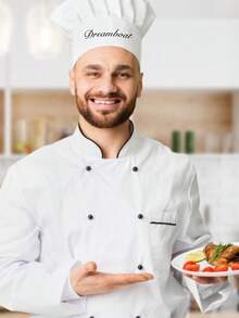 Customizable Chef Hat, Dust-Proof Hat, Adjustable Kitchen Cooking Cap, Suitable For Bakeries, Cafes, Dessert Shops, Restaurants, Kitchens And Other Workplaces, Washable And Reusable, Dust-Proof And Comfortable, Suitable For Catering, Baking, Workshops, Parties And Home Activities, Catering Service Cap With Elastic Strap, Oil-Proof Hair Net, Short Brim.