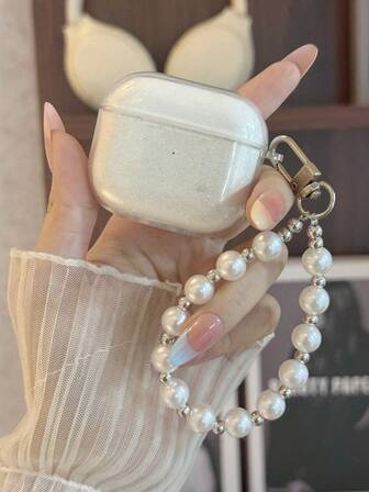 1 Stück minimalistisches neues PRO3 transparentes Kopfhörer-Etui mit Perlenkette