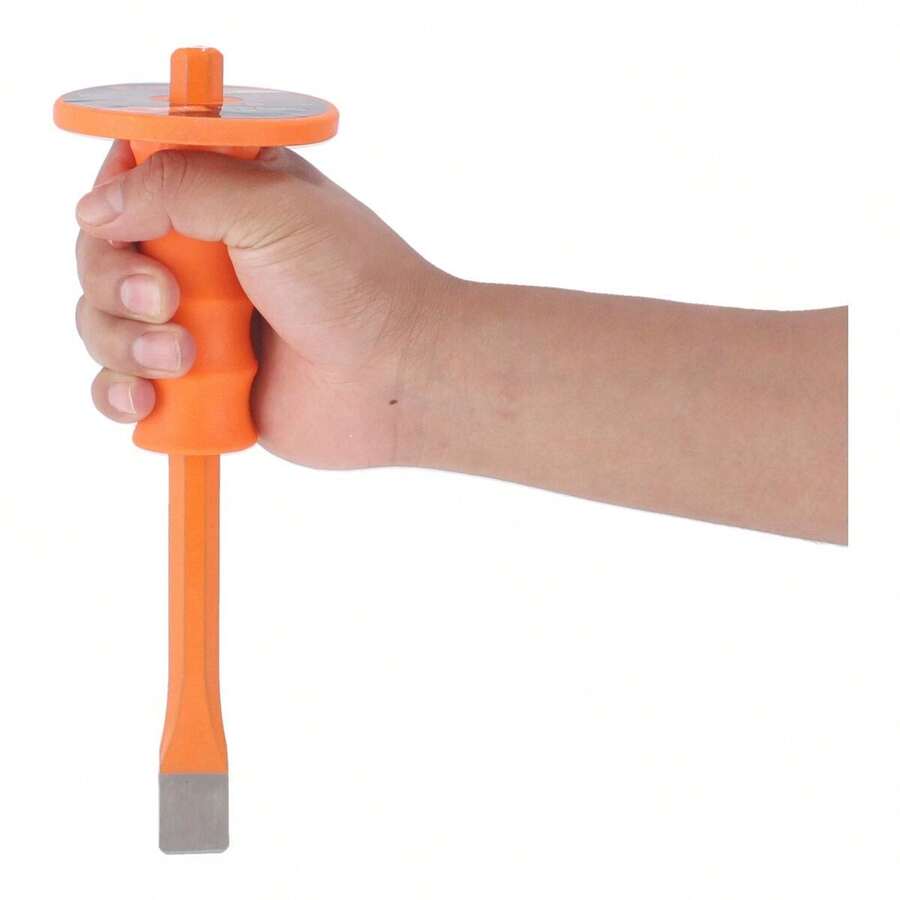 Cincel de corte frío 7/8 x 10 pulgadas modelo SW-13505 acero templado grip antideslizante herramienta trabajo profesional albañilería carpintería accesorios construcción robustez precisión larga vida útil diseño ergonómico funcionalidad - Naranja - Ver 1