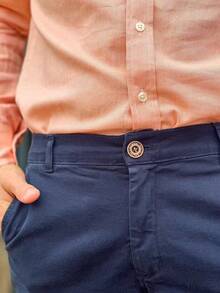 Men's Tailored Twill Trousers, Sporty Fine, Knife Pocket, Built-In Pocket - Màu xanh hải quân - Xem 3