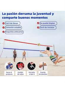 DOTISA Red de Voleibol Profesional: Red de Voleibol Portatil Resistente de 32 x 3 pies con Bolsa de Transporte,para ParaInterior,Exterior,Partido,Playa,Alberca ﻿ - 1 - Ver 5