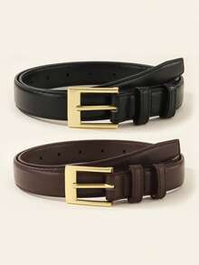 2/3条装女士腰带，简约优雅百搭金色扣环真皮腰带，适合搭配连衣裙和休闲装，四季皆宜，是馈赠佳品。