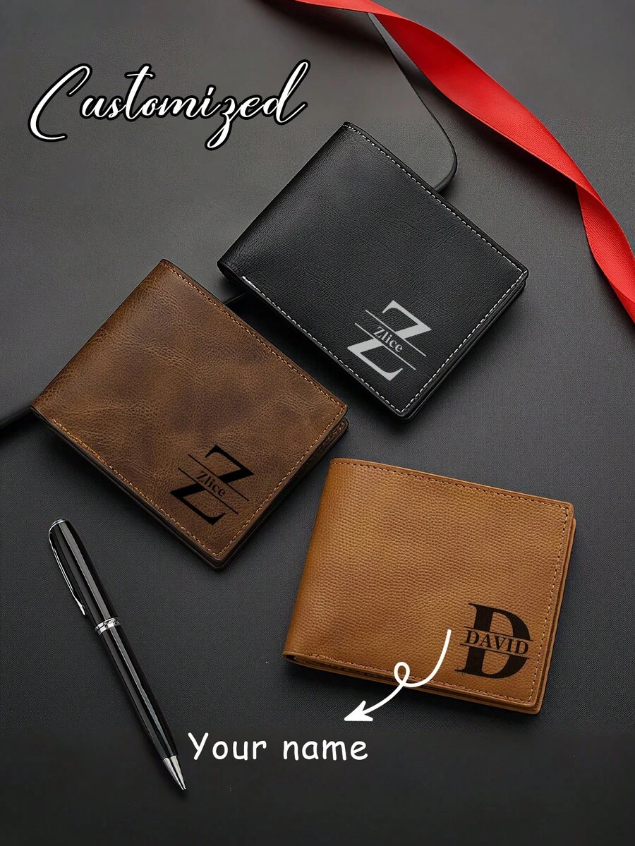 男士个性化钱包(1个装),父亲节礼物,可定制照片和姓名,父亲节礼物,男士礼物,爸爸生日礼物,个性化礼物,学习用品,返校季,女士时尚包包 - 彩色 - 查看 1