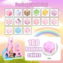 64/100/128/160片磁性积木 - 童话粉色城堡，梦幻城堡磁性积木套装，STEM教育学习玩具，创意磁性积木玩具，STEM感官立方体。DIY搭建游戏感官礼物，节日和生日礼物，适合男孩女孩（部分颜色随机） - 彩色 - 查看 15