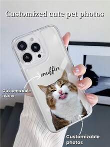 1PC Customized Phone Case, Ins Fashion Cute Dog Cat Photo Name Phone Case, Compatible With Apple 17/17 Pro/17 Air/17 Pro Max - Apple Phone Case, Apple 16 Phone Case, Gift For Friends, Valentine's Day Gift, Birthday Gift - Clear - View 4
