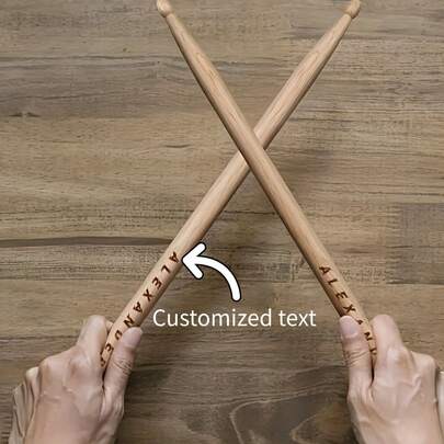 1 chiếc dùi trống bằng gỗ phong khắc thủ công theo yêu cầu - Dùi trống cá nhân hóa loại 5A, phù hợp cho các tay trống, nhạc sĩ, kỷ niệm, sinh nhật và các dịp đặc biệt khác, món quà lý tưởng cho các sự kiện đặc biệt. Phụ kiện trống | Dùi trống thời trang | Vân gỗ tự nhiên