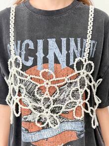 1Pc Flower-Shaped Beaded Cami Bustier Minimalist Design Cute Floral Pearl Top Double-Row Or Single-Row Configuration Available Fashion Essentials