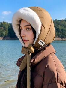 1pc Women's Winter Suede Velvet Thickened Warm Beanie Russian Caps Korean Fashion Earflap Pilot Hat Women's Bomber Hats 2-In-1 Women Warm Earmuff Hat Men Women Clothing Winter