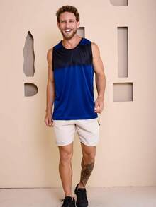 Men's Sublimated Grade Breathable Tank Top For Workout Gym Simple Summer Regular Fit No Halloween - 寶藍色 - 查看 7
