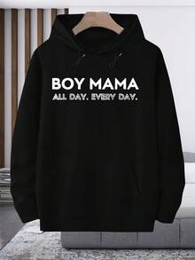 Men Letter Print High Street Fashion Creative Printed Hooded Jacket Hip Hop Autumn Winter Casual Hip-Hop Student Sweatshirt Men Size S-3XL - Black - View 2