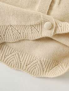 2 件套女童冬季服装针织开衫和百褶裙，可爱荷叶边毛衣夹克和裙子，儿童服装 - 卡其色 - 查看 5