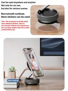 WOWSSYO Suport magnetic pentru telefon auto cu vid, tijă de susținere din aliaj de zinc, compact și portabil, forță magnetică puternică fixată ferm, suport pentru telefon mobil nu numai pentru utilizare în mașină, ci și pentru diverse scene. Compatibil cu iPhone, telefon Android, cadou pentru ziua de naștere, familie, accesorii auto pentru prieteni