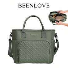 BEENLOVE Portable Insulated Lunch Bag, Large Capacity Food Storage Bag, Reusable Lunch Box, Waterproof And Oil-Proof Tote Bag, Adjustable Shoulder Strap, For Office Work School Picnic Beach, Leakproof Freezable Cooler Bag School Organizer Bags Teacher Storage Bags Classroom Bags Classroom Organizer Bags Woman Lunch Box Bag For Women Ladies School Supplies Stuff Accessories Bag For School School Accessories School Stuff - 綠色 - 查看 1