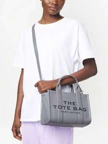 Marc Jacobs - Women The Small Leather Tote Bag Handbag Shoulder Bag Purse Bag Shopping Bag Fashion Bag Leather Bag Cotton Cute Bag Gift For Women Daily Use, Travel, Office, Shopping Halloween Winter Bag - 050 狼灰色 - 查看 2