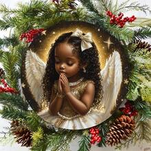 8x8 Inch Vintage Angel Metal Sign - Rust-Resistant Aluminum Wall Art, Suitable For Home And Cafe Decor, Ideal Thanksgiving Gift For Women And Girls, Indoor/Outdoor Use, Pre-Drilled Holes - Multicolor - View 3