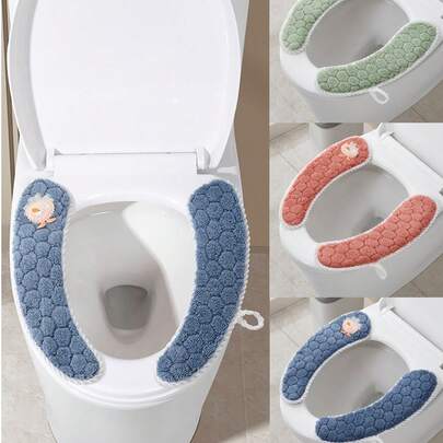 一对六边形图案马桶垫 - 柔软舒适的浴室垫，可水洗，四季皆宜，保护马桶座圈，提升卫生，装饰性设计，适合老人、儿童和成人，防水耐用，现代时尚，防滑，易于清洁