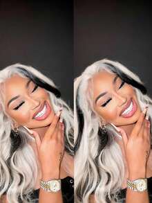 13x4蕾丝前假发，自然黑色水波纹蕾丝前假发，预拔毛Yaki合成蕾丝前假发，28英寸