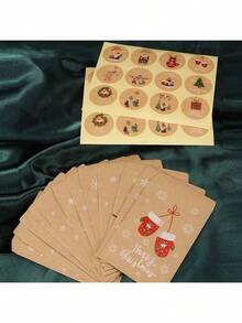 24pcs/Set Christmas Envelopes Bags, Gift Bags, Christmas Party Candy Bags, Christmas Card Gift Small Storage Bags, Retro Cartoon Holiday Gift Wrapping Paper Bags - Multicolor - View 5