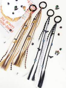 1 par de coleteros de peluca coloridos, lazos de pelo dulces y frescos, bandas de pelo trenzadas para mujeres