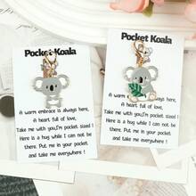 1pc/2pcs Cute Cartoon Koala Keychain With "Koala Hug" Card, Exquisite Animal Themed Design - Ideal For Weddings, Birthdays, Anniversaries And Special Occasions, Durable Keychain