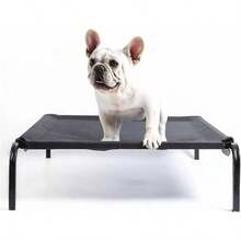 Cama para Perro, 102 * 69 * 21cm Cama Elevada para Perro Porttil con Malla Lavable y Transpirable, Marco de Metal, para Uso Interior, Exterior y Camping Negro, X - Large - negro + Grande - Ver 2