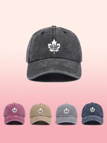 1 pièce Casquette de baseball vintage lavée pour hommes avec design d'impression de feuille d'érable - Casquette de papa respirante et réglable - Unisexe casual pour les sports de plein air, les voyages et la course (plusieurs couleurs disponibles)