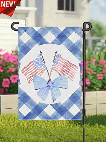 1pc Patriotic American Flag Garden Flag 12x18 Inches, Double-Sided Thick Waterproof Linen Material With Red White Blue Design, Suitable For Independence Day July 4th Holiday Decoration, Outdoor Flag For Porch Yard Courtyard Backyard, Flagpole Excluded