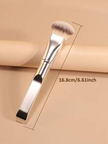 1pc Powder Puff Foundation Brush, Liquid Foundation Brush, Ultra Soft, Professional Makeup Tool, Suitable For Daily Facial Makeup, Can Be Used As Foundation Brush, Concealer Brush, Blush Brush, Contour Brush, Bronzer Brush, Powder Brush, Etc. - Silver - View 5