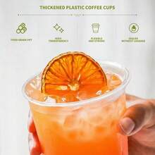 D50 PCs Clear Round Bottom Plastic CupsDisposable Steml Wine Glasses Iced Coffee Cups For Cold Drinks Juice Boba Tea Smoothie Milkshake Baby Shower Cups For Parties Weddings 12 Oz - 無色 - 查看 4