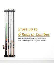 MMSZHL Soporte Horizontal para Cañas de Pescar, Estante de Almacenamiento Negro para 6 Cañas con Protección de Espuma EVA, para Cochera, Barcos y Actividades de Pesca - Negro - Ver 11