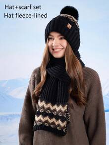 3pcs/2pcs Women Jacquard Hat, Scarf And Gloves Set, Thick Knitted Warm Winter Hat, Neck Warmer Scarf, Christmas Gift For Women, Autumn/Winter Skiing, Cycling, Hiking, Mountaineering Accessories, Christmas Present Valentines Gift - Multicolor - View 10