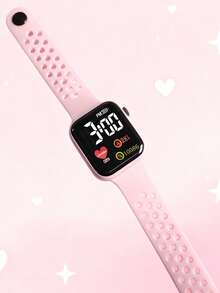 6pcs/Set Minimalist Cute Pink LED Digital Bracelet Watch, Fashion Jewelry Set For Teens & Students, Suitable As Halloween, Birthday Gifts (No Box) - Multicolor - View 5