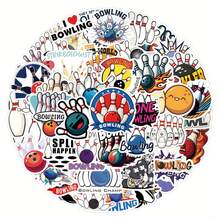55pcs Cartoon Bowling Stickers Graffiti Vinyl Decals For Luggage, Water Bottles, DIY Skateboard, Bags, Helmets, Self-Adhesive - Multicolor - View 3