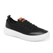 Men's Casual Sneakers Easy-To-Fit Low-Cut Modern Flat Sole Fashion Modern Nylon Soft Lightweight Comfortable - 黑與白 - 查看 6