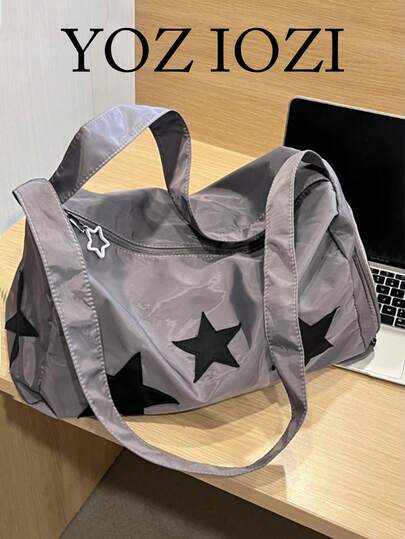 Bolso de mano de diseño de nicho coreano de color contrastante, bolso de moda versátil de gran capacidad, para ir al trabajo, al aire libre, uso diario, bolso de hombro, bolsa de gimnasio