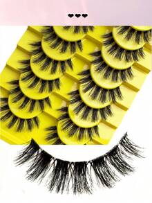 10 Pairs Full False Lashes Strip D Curl Faux Mink Cat Eye Look Tail Elongated Strip Lashes 10 Pairs Of Fluffy Artificial Mink Eyelashes Slim False Eyelashes Thick False Eyelashes Curling False Eyelashes 3D Natural False Eyelashes Suitable For Holiday Parties Halloween Christmas False Eyelashes Cat Eye Lashes For Various Occasions - Black - View 3