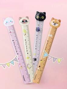 Set di righelli a forma di gatto e cane: grazioso gatto e Shiba Inu, colori pastello, design adorabile di animali. Adatto per disegno di studenti, misurazione per esami, accessori da scrivania, righello animale carino e pratico, allevia lo stress, aggiunge divertimento studio e alla vita, migliora il valore e la praticità della cancelleria, regali perfetti per insegnanti per premiare gli studenti.