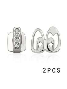 Hiphopowe, podwójne, puste w środku, serduszkowe grille na zęby, codzienne, pozłacane 14-karatowym złotem nakładki na zęby dla kobiet i mężczyzn, biżuteria, grille dentystyczne, popularne aparaty ortodontyczne hip-hop i ozdoby na zęby w stylu rap w Europie i Ameryce, złote zęby na Halloween, wydrążone wzory w kształcie serca i punkowe złocenie (dostawa losowa)