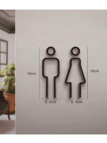 3D Stereoscopic Icon Restroom Sign, Acrylic Male/Female Bathroom Wall Decal, Washroom Door Plate Indicator, Suitable For Hotel And Homestay Toilet Installation, Black/Gold Color