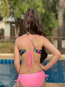 Girls' Bikini In Polyamide With UV 50 Protection - Multicolor - View 3