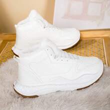 2025 Nowe, podstawowe, jednokolorowe, sznurowane, pluszowe kapcie na co dzień, zimowe