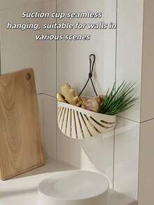 1 túi đựng nước rửa chén hình vỏ sò sáng tạo cho vòi bếp, đựng miếng bọt biển, len thép, bàn chải rửa chén - trắng - Xem 3