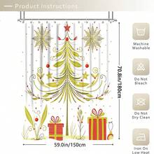1/3/4pcsGreen Christmas Tree Winter Shower Curtain Bathroom Set, Minimalist Cartoon Waterproof And Wear-Resistant Accessories,With 12 Hooks - Includes Toilet Seat Cover, Bath Mats, And Rugs - Non-Slip Polyester Fabric - Washable - Perfect For Holiday Decor,Home/Bedroom/House/Western Decor,