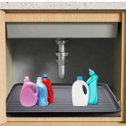 Protetor de tapete para armário sob a pia - Revestimento de plástico para armário de cozinha e banheiro - Bandeja coletora impermeável para organização e proteção da casa - Protetor de prateleira de polipropileno durável